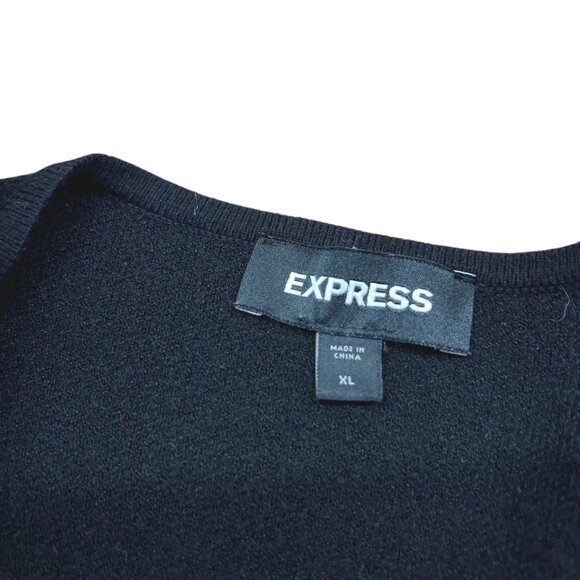Express Black Puff Sleeve Open Cardigan Sweater Size XL - Picture 8 of 10